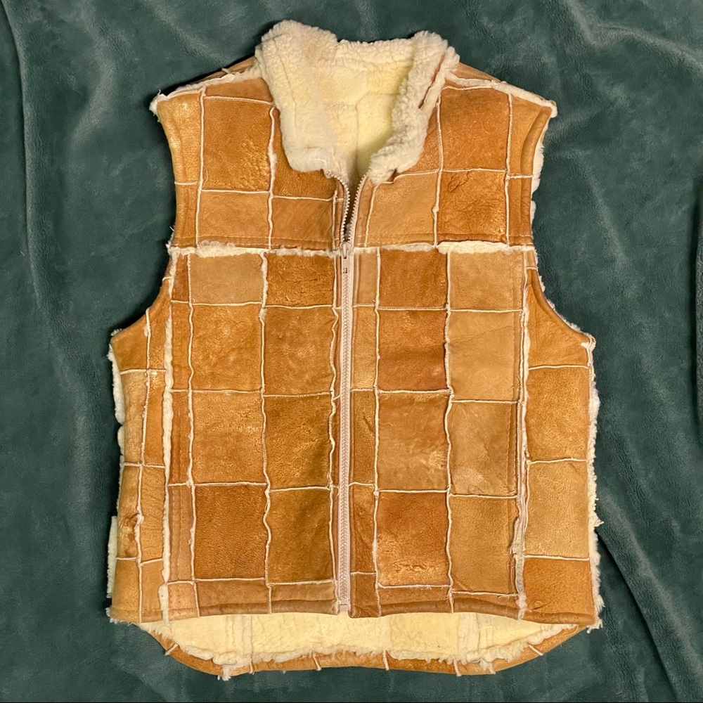 AWESOME Shearling Leather Suede Vest